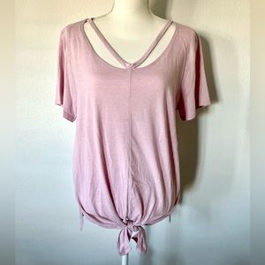 Lucky Brand Cotton Tee Womens XL Soft Lilac Cutout Detail NWT